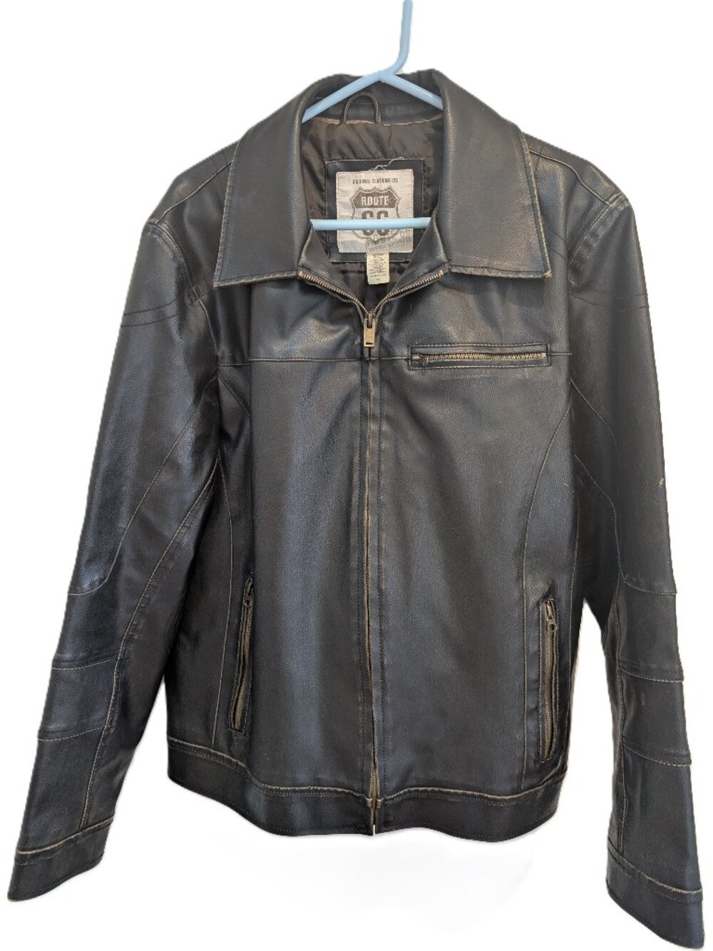 Men's Moto Route 66 Leather Jacket Size Large